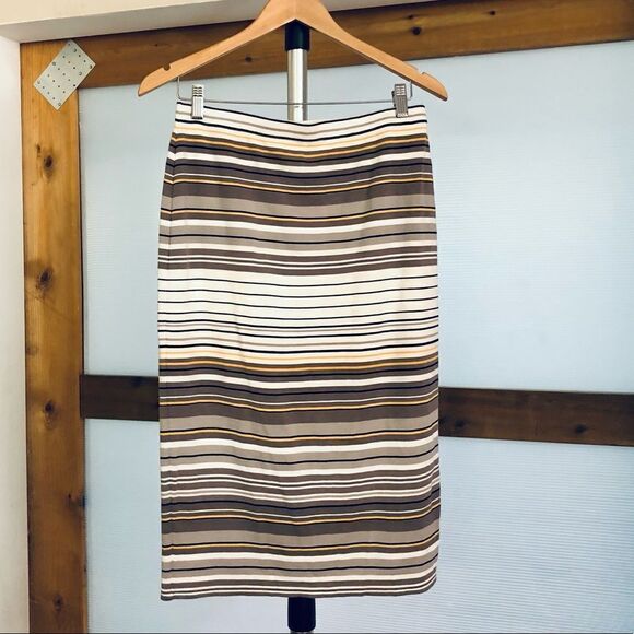 MAX STUDIO Striped Pencil Midi Skirt‎ / Sz M - Picture 4 of 6